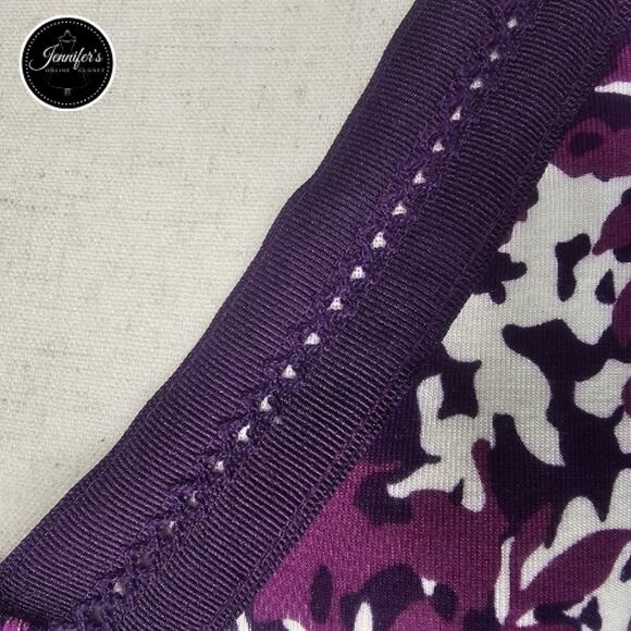 Merona Purple and White Ribbon V-Neck 3/4 Sleeve Knit Top Size Large - Picture 4 of 10